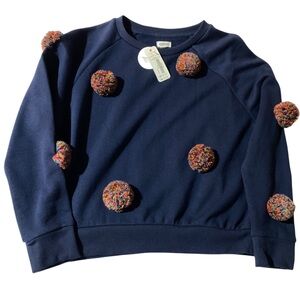 Gymboree girls navy sweater with Pom poms nwt